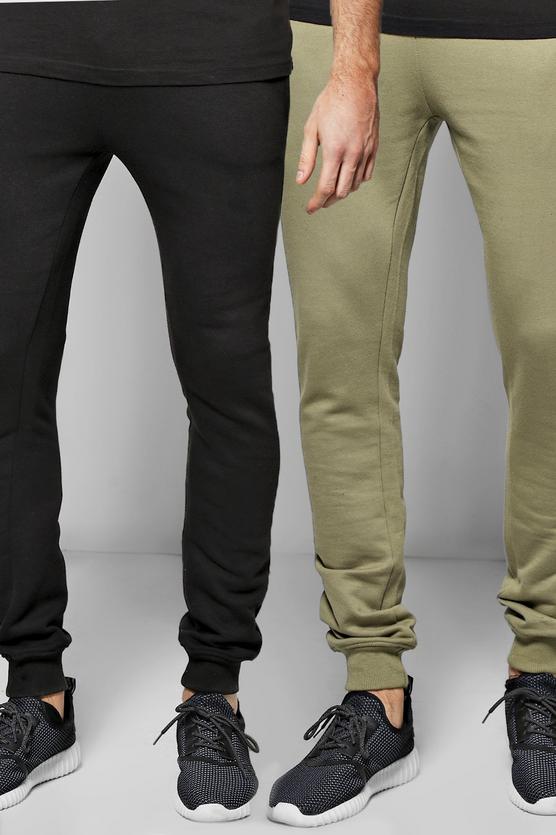 Super Skinny Joggers 2 Pack In Black/Khaki